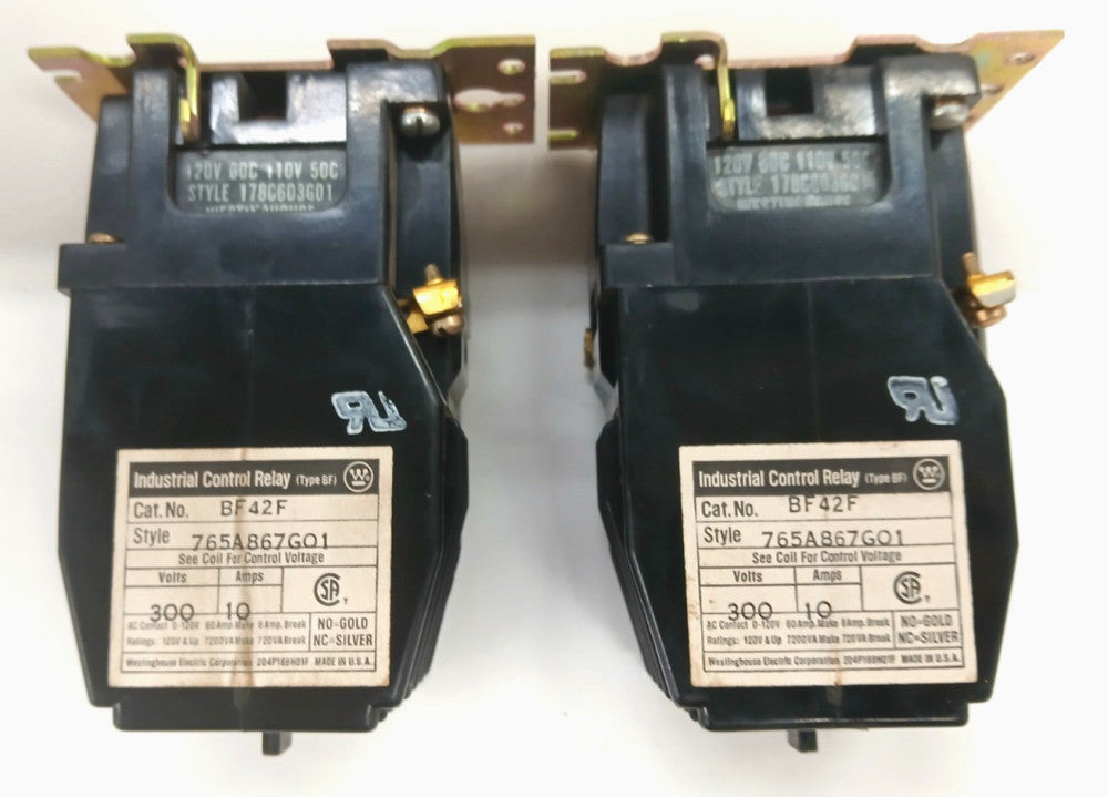 WESTINGHOUSE INDUSTRIAL CONTROL RELAY CAT NO BF42F 10 AMP 8 POLE LOT OF 2