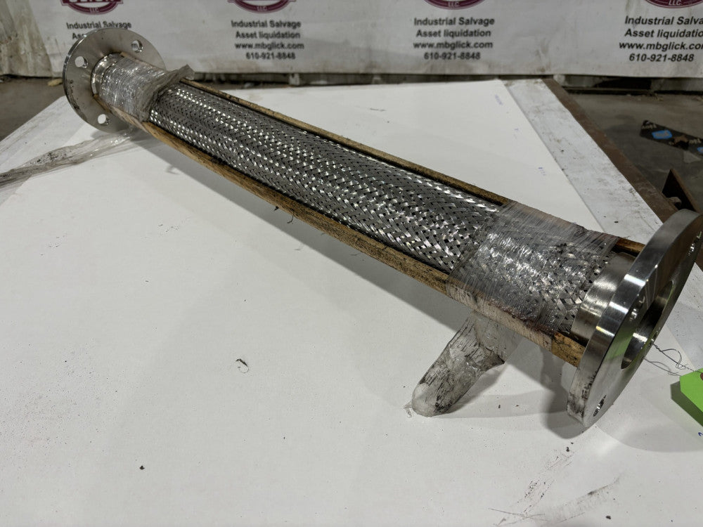 SPFH0250-4L A182 2.5" 304 Stainless Steel Braided Flex Hose Pipe w/Flanges