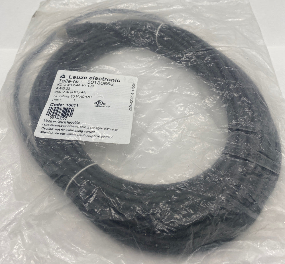 Leuze KD U-M12-4A-V1-100 Cable, 4-Pin 22 AWG 250V 4A