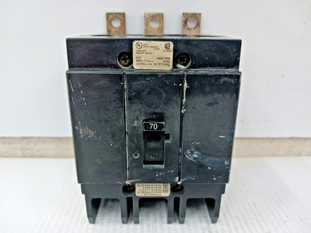 CUTLER HAMMER 70 AMP BOLT-ON CIRCUIT BREAKER 3 POLE 480Y/277 VAC GHB3070