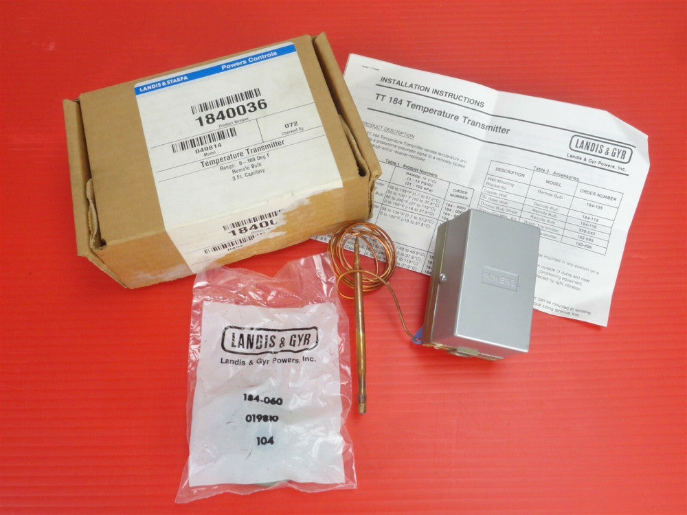 LANDIS & STAEFA - Seimens Temperature Transmitter 184-0036, Range 0-100° F (NEW)