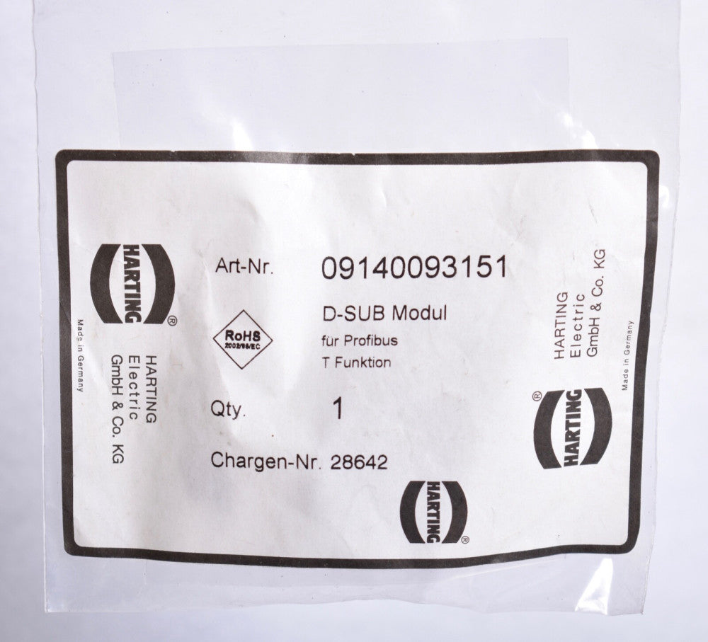 Harting HAN D-Sub Module Screw Female 9 Contacts 5A Polycarbonate 09140093151
