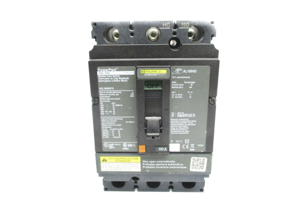 SQUARE D HGL36000S15 600V 150A NSNP