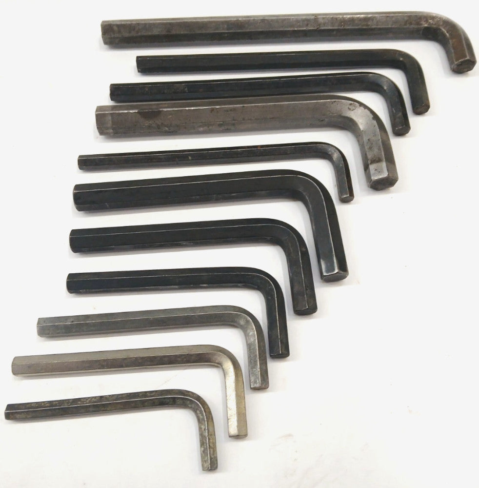 ALLEN WRENCHES ASSORTED LOT OF 12 STEEL L SHAPED HEX END STYLE