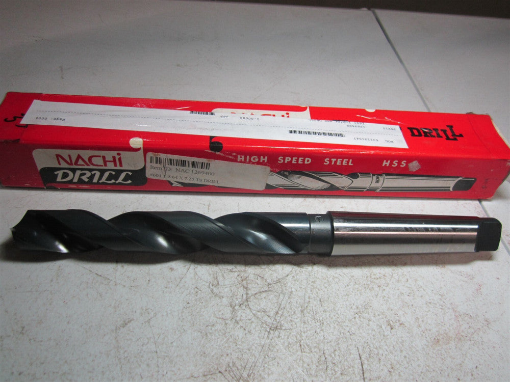 NACHI (1269400) 1-9/64" Size, 4MT 118° High Speed Steel Taper Shank Drill