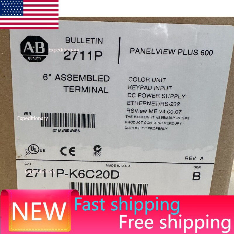 2711P-K6C20D /B NEW AB PanelView Plus 600 EtherNet KEYPAD DISPLAY HT US Free Tax
