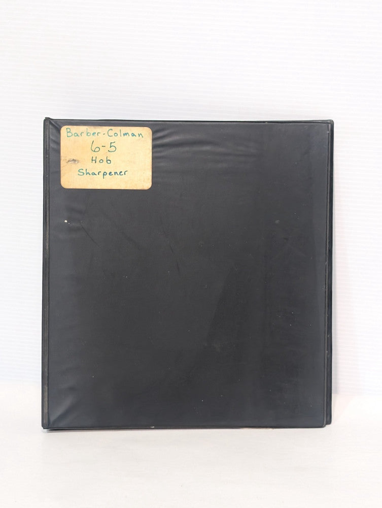 Barber-Colman 6-5 Hydraulic Hob Sharpener Machine Operator's Manual