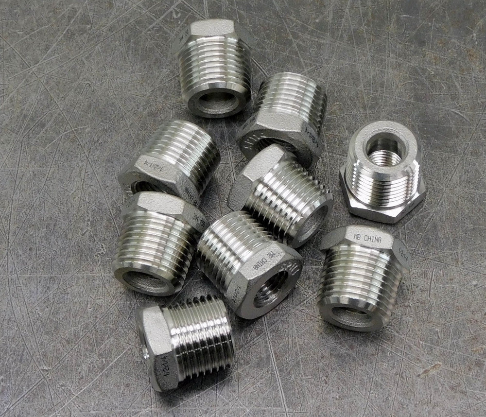 McMaster-Carr 304 SS Hex Bushing Fitting 1/2" x 1/4" NPT 150PSI Lot of Nine (9)
