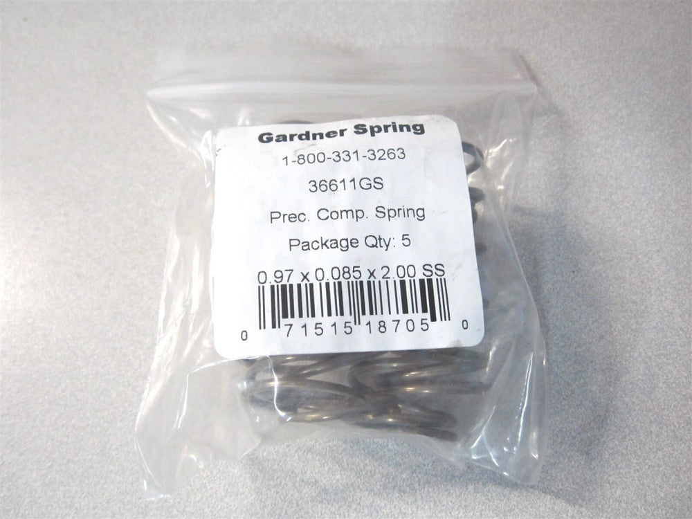 Gardner Springs (36611GS) 0.9700" x 2" Precision Compression Springs - Pack of 5