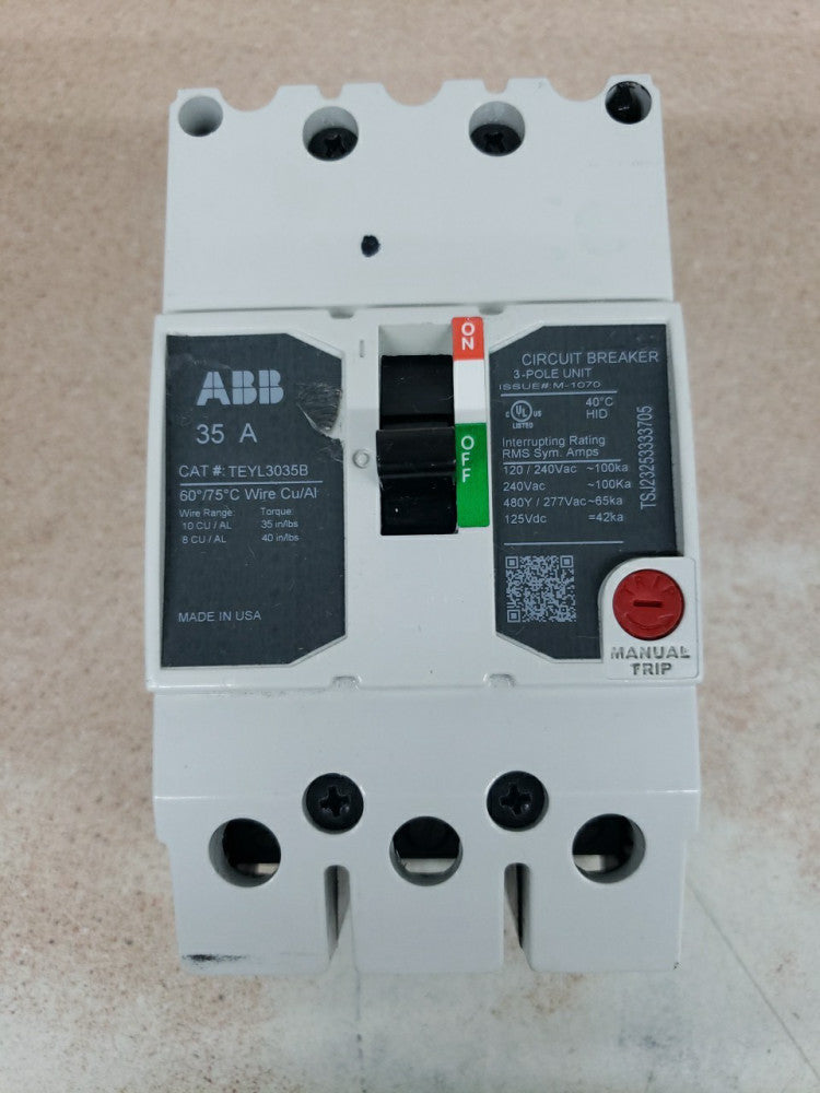 GE TEYL3035B 35 Amp 3 Pole 480V Circuit Breaker 35A 3P Bolt-on NTO SEE PICS