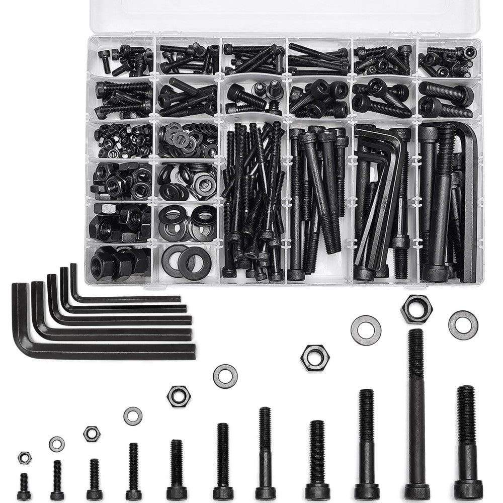 434 Pcs M5/M6/M8/M10/M12 Hex Screws Nuts Washers Kit Metric Bolt Assortment -...