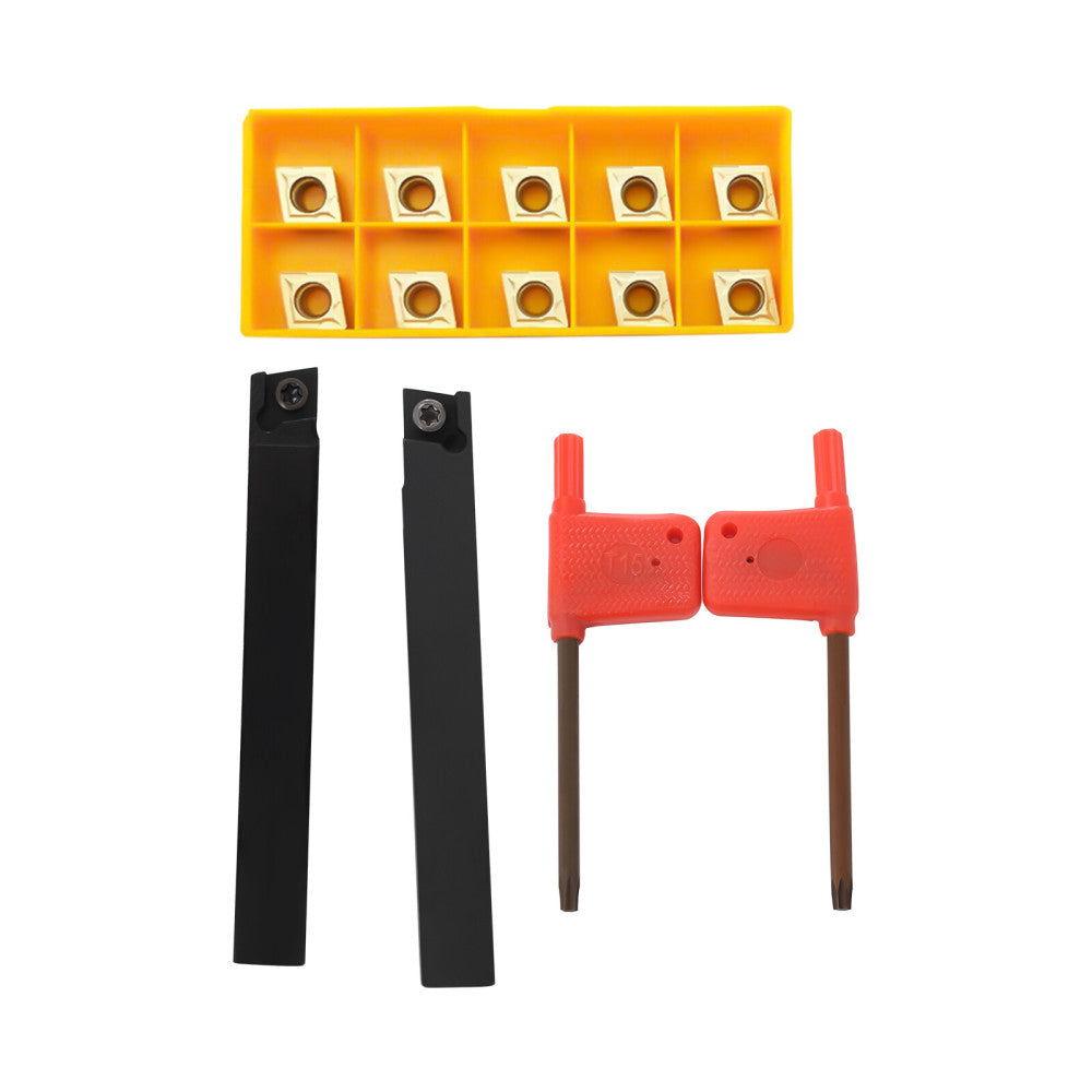 2Pcs 1/2" Shanks Carbide Indexable Turning Tool Lathe Tool Insert Holder Bit Set