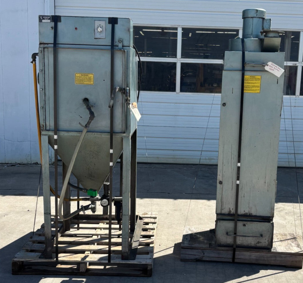 TRINCO BLAST CABINET AND DUST COLLECTOR WITH LEESON MOTOR M12 SERIAL NO 02771