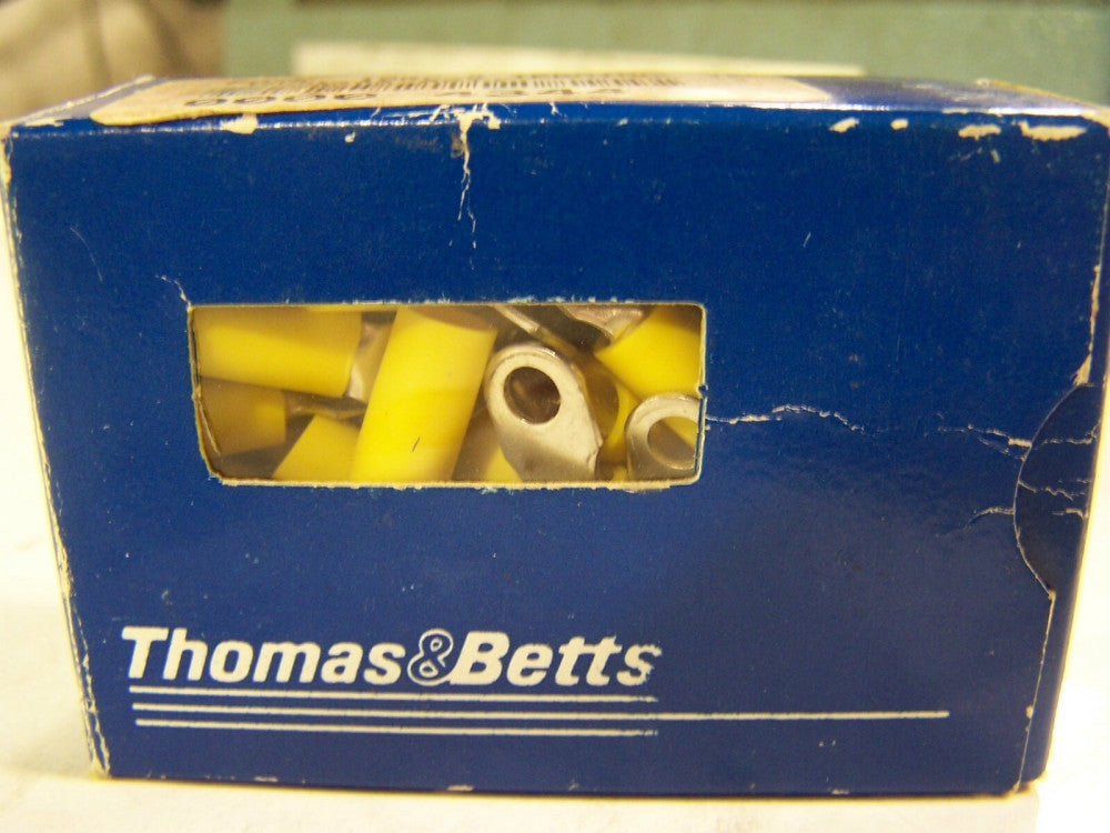50) NEW THOMAS & BETTS STA-KON 12-10 AWG CU INSULATED RING TERMINALS 10RC-8