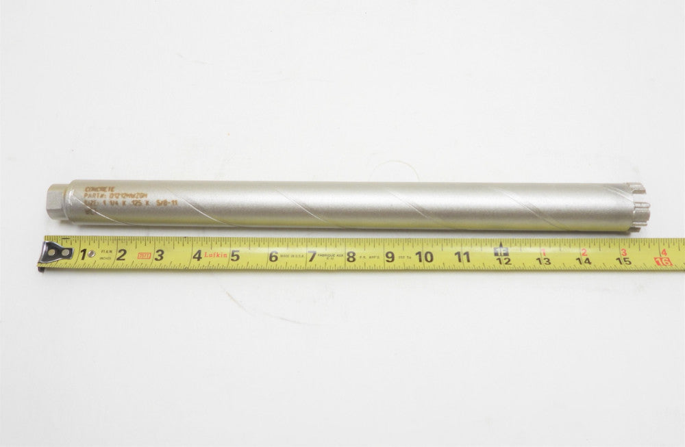 1-1/4" x .25 x 5/8-11 Concrete Diamon Core Wet Drill Bit 14-1/2" Long 01212HWZGH