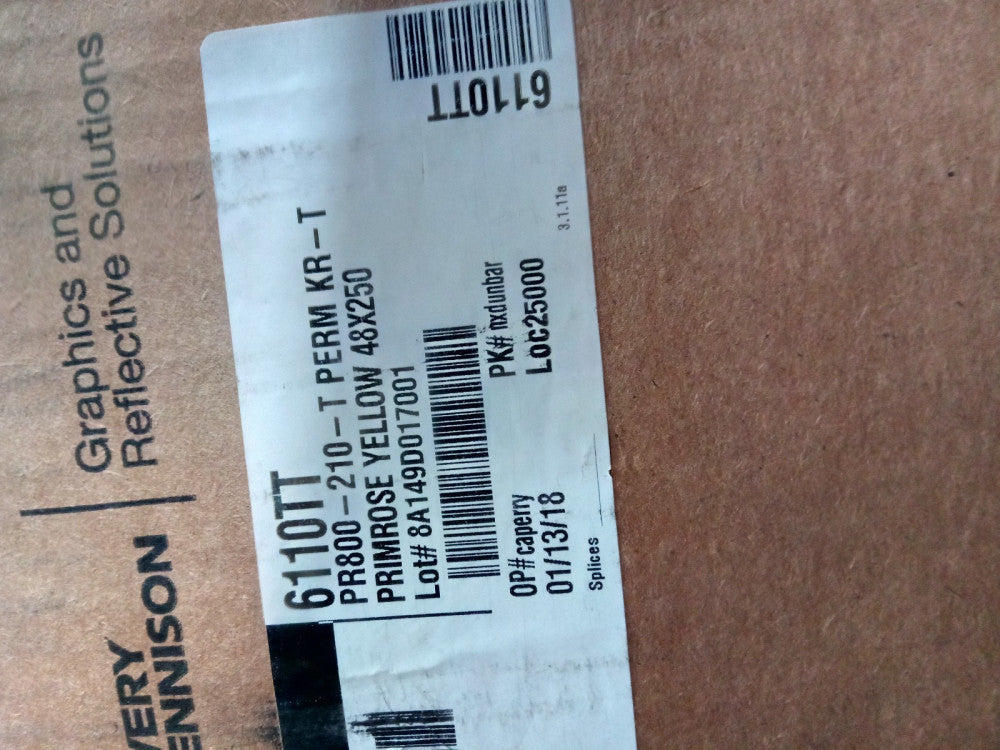 Avery Dennison Premium Cast PR 800 Translucent Permanent PRIMROSE YELLOW 48X250