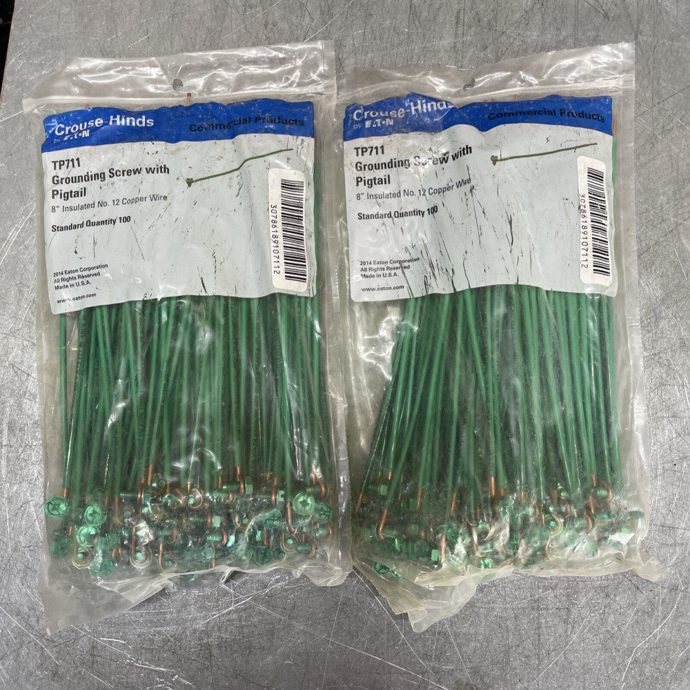 1) New Old Stock! EATON TP711 GROUNDING SCREW WITH PIGTAIL 100 PCS 8"