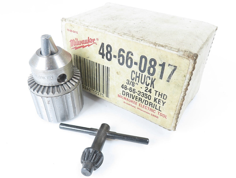 Milwaukee 48-66-0817 3/8"-24 Thd Chuck and Key (NOS) Read Desc NEW IN BOX