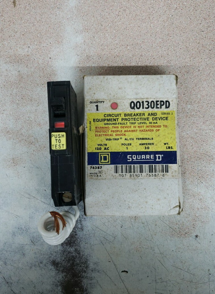 1) New old stock SQUARE D QO130EPD CIRCUIT BREAKER 30A 120VAC TYPE QO
