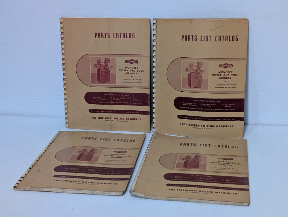 Lot of 4: Cincinnati Milling Machine Monoset Cutter & Tool Grinder Part Catalogs