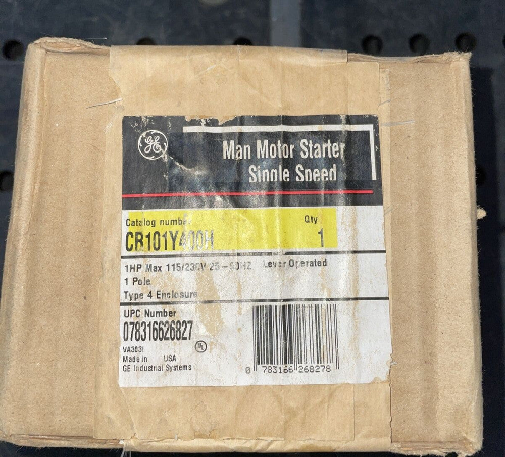 1) NEW! GENERAL ELECTRIC CR101Y400H MANUAL MOTOR STARTER TYPE 4 1P 1HP