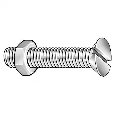 Zoro Select 658157-Pg 3/16"-24 X 3 In Slotted Flat Machine Screw, Zinc Plated
