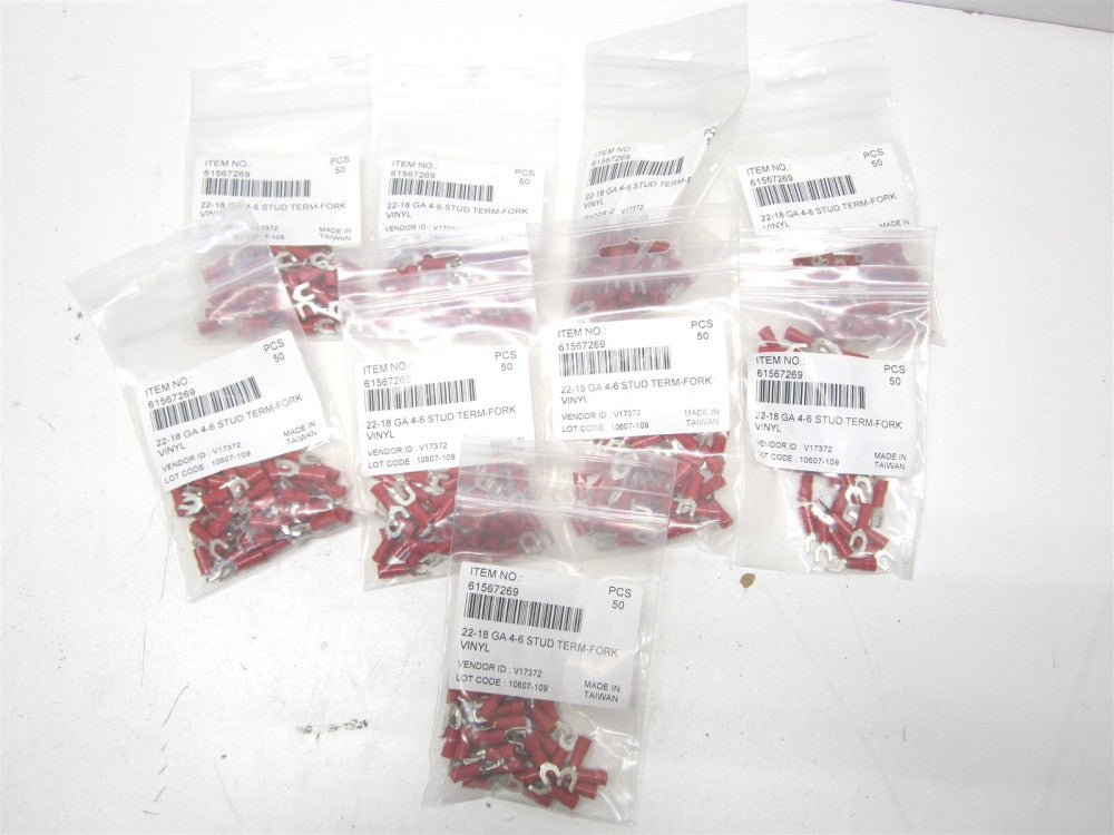 (SNYB5-3.7) 12-10AWG Red Nylon Insulated Spade Terminal 50ct - Lot of 9
