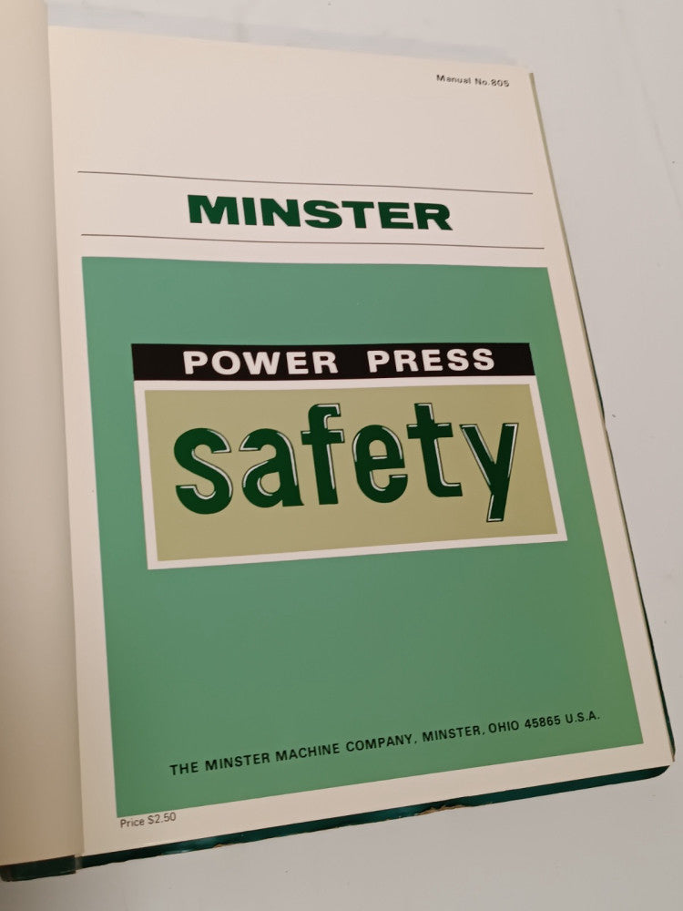 Minster OBI Power Press Operator & Safety Manual Editions 166 & 805, as shown