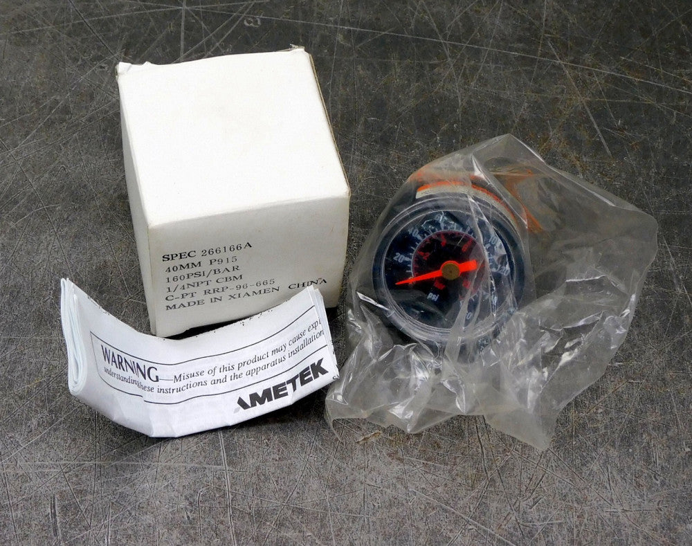 Ametek RRP-96-665 Pneumatic Pressure Gauge 160 PSI 10 Bar 1/4" NPT