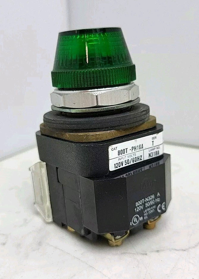 Allen Bradley 800T-PH16A Pilot Light With 800T-N326 Contact Block 120V 50/60hz