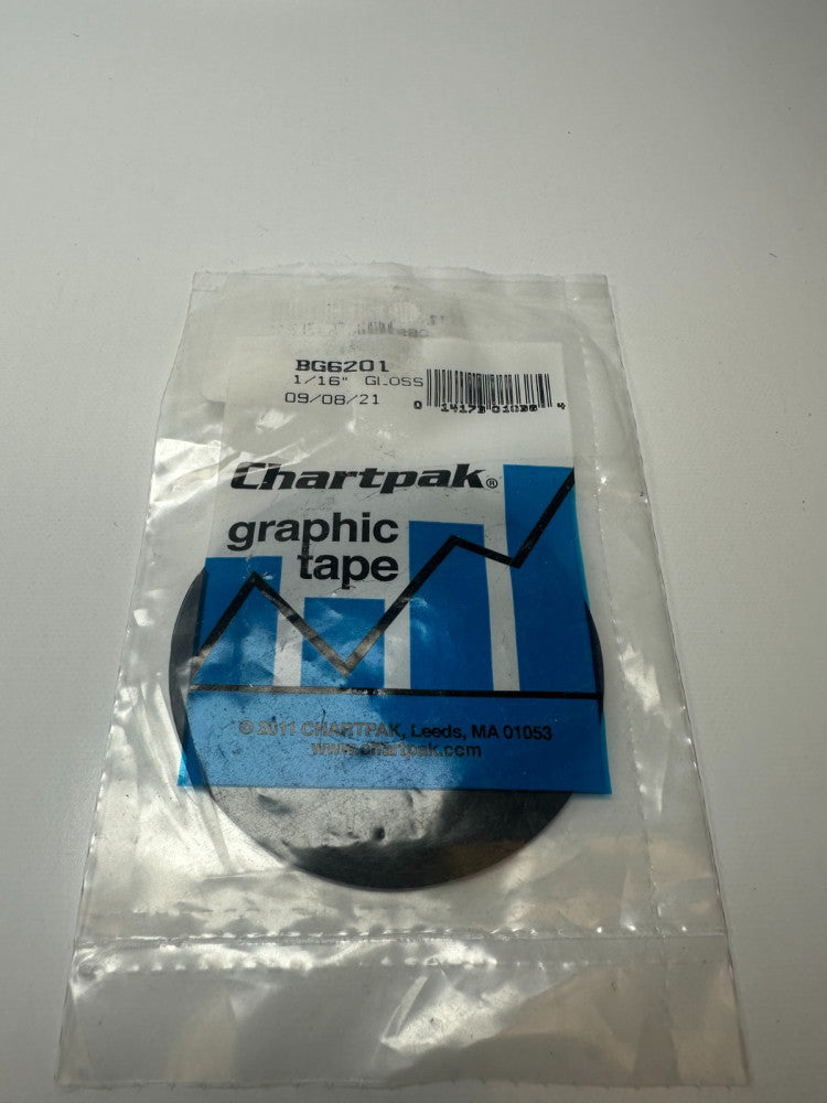 Chartpak BG6201 1/16" Black Gloss Graphic Art Tape Graphic Art Tape 648" Long