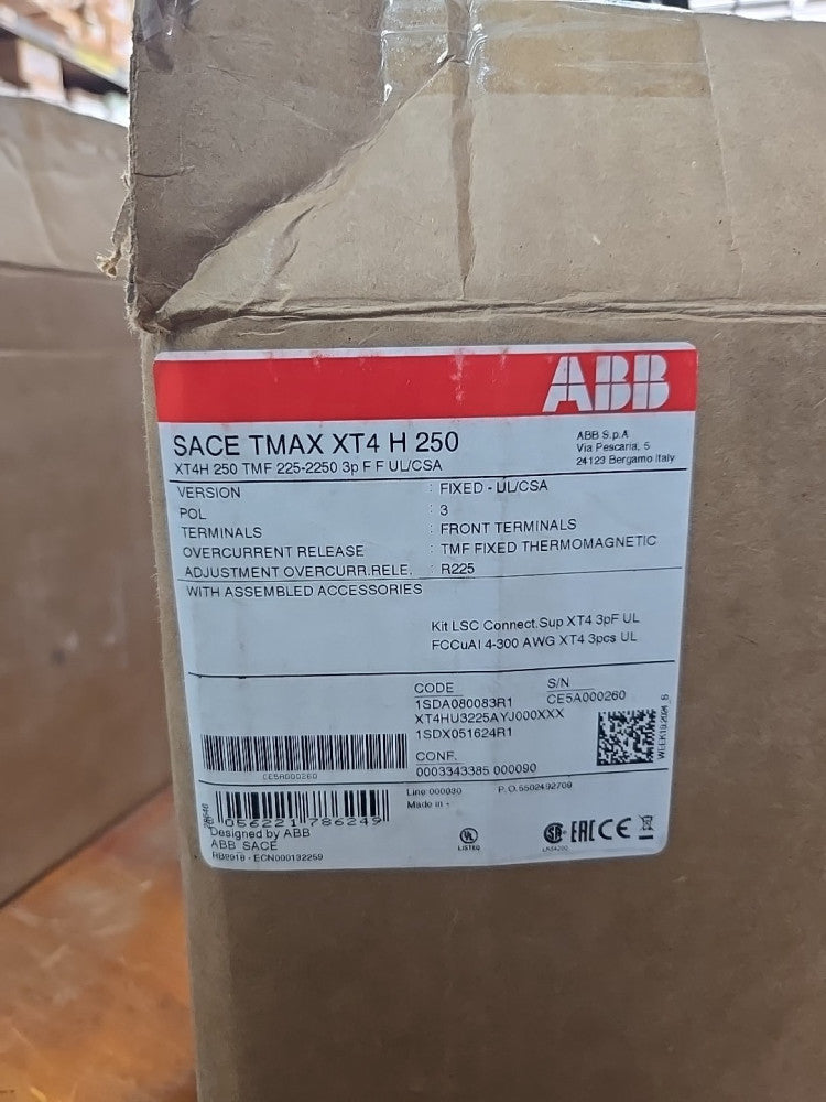 ABB ELECTRIC CIRCUIT BREAKER SACE TMAX XT4H250 225A NOS