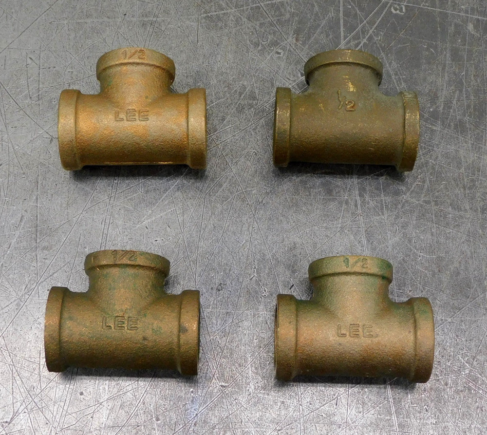 LEE - Brass Pipe Fitting Reducing Tee 1/2 in. NPT Lot of Four (4)