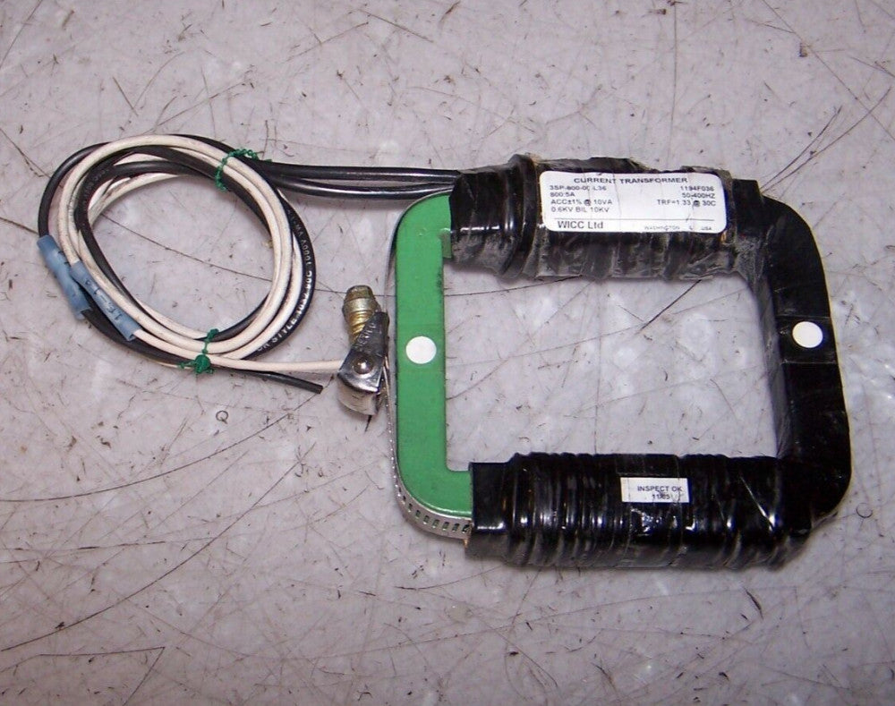WICC CURRENT TRANSFORMER 800:5 AMP RATIO 50-400 Hz 3SP-800-00-L36