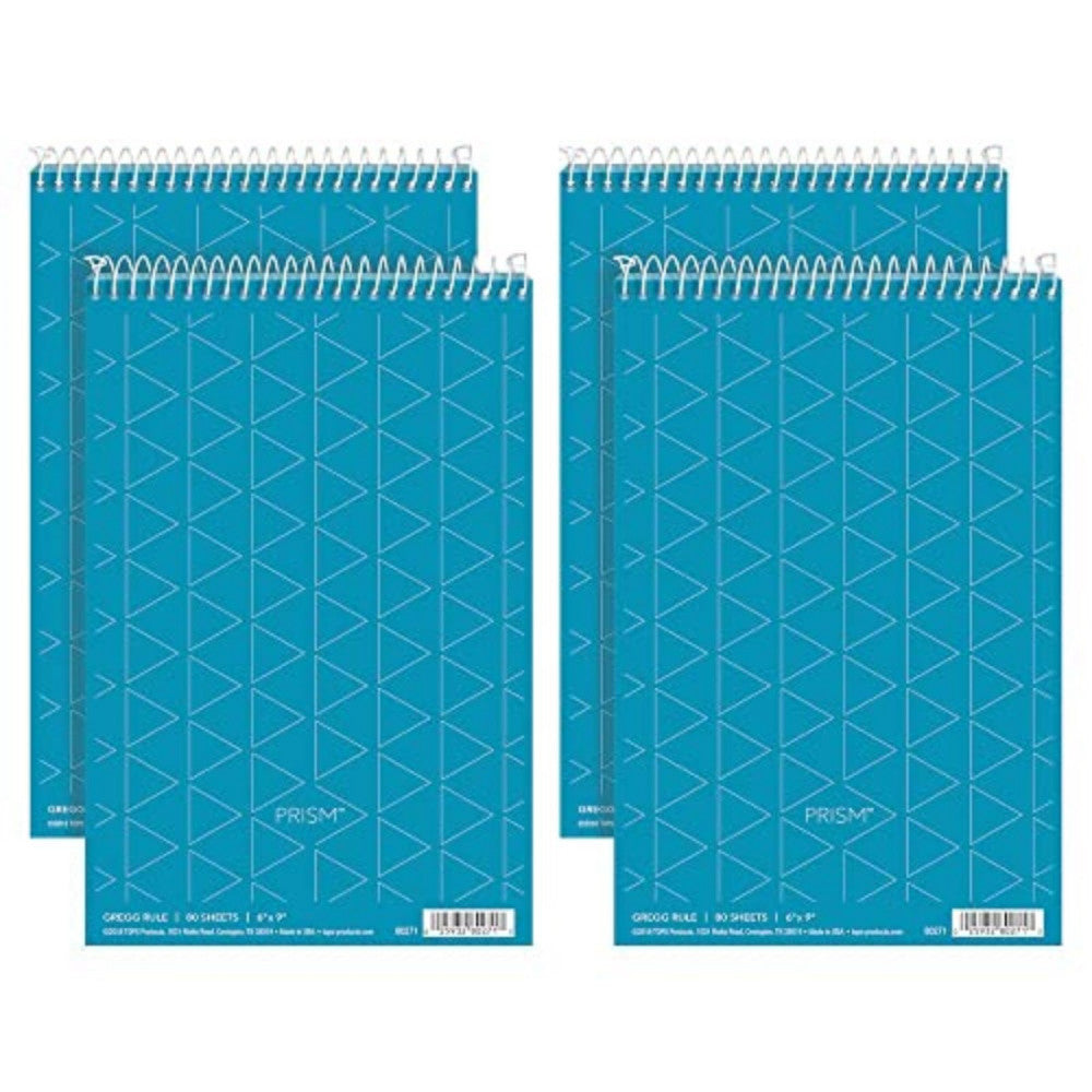 Prism Steno Books, 6" x 9", Gregg Rule, Blue Paper, 80 Sheets, Perforated, 4 ...
