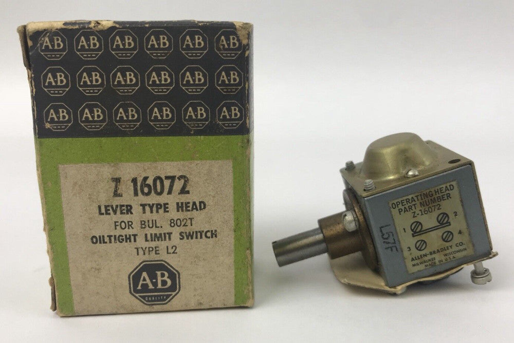 ALLEN BRADLEY Z-16072, BUL. 802T, OIL TIGHT LIMIT SWITCH, TYPE L2, NEW, Z16072