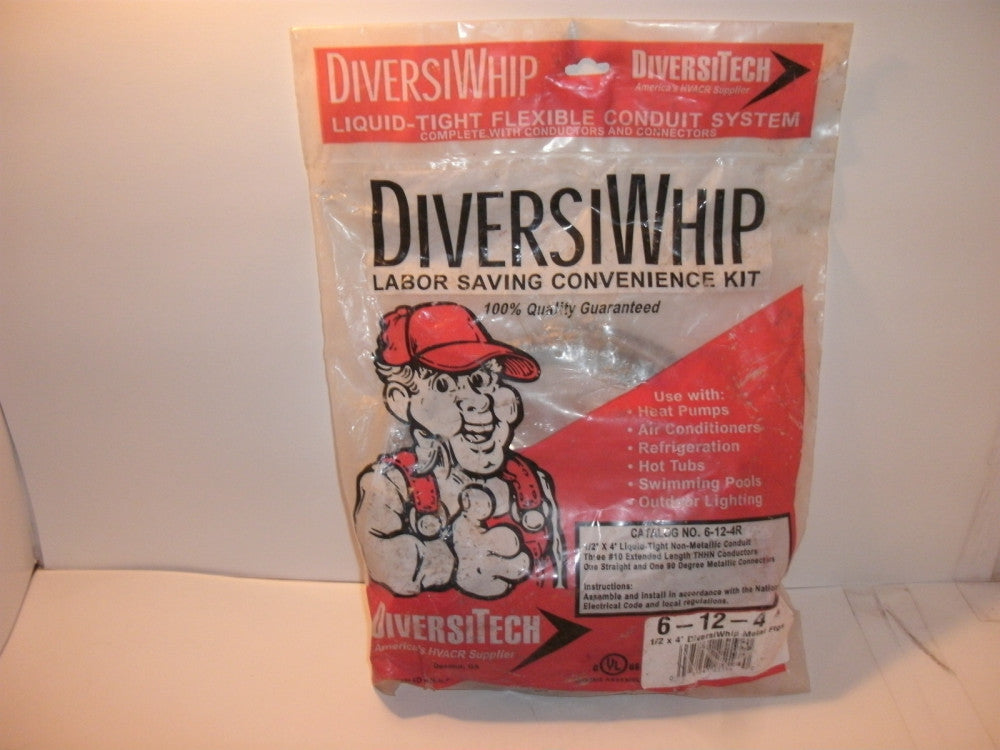 DIVERSITECH 6-12-4/ 6-12-4R DIVERSIWHIP METAL FTGS 1/2" X 4' LIQUID TIGHT NIB