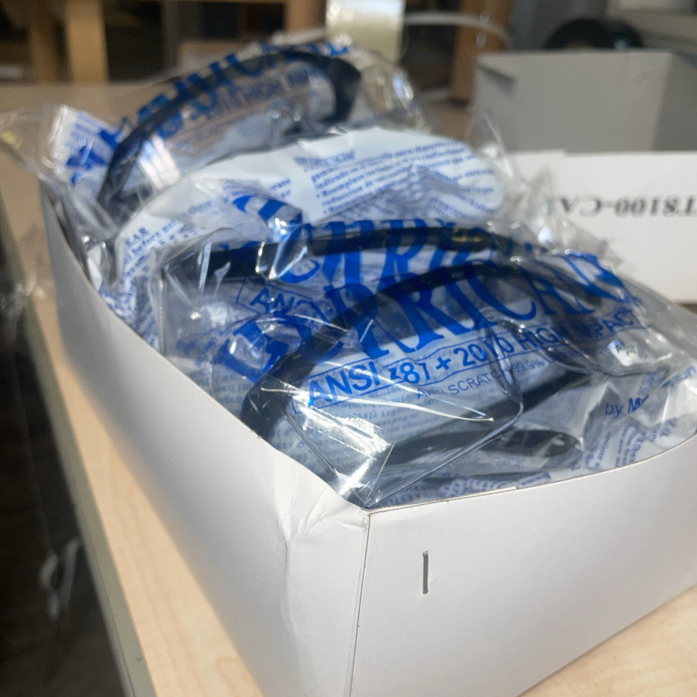 (12) NEW 99-T8100-CAF - CLEAR LENS ( ANTI FOG ) SAFETY GLASSES -HURRICANE