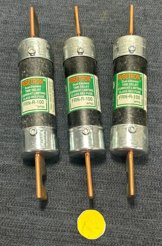 BUSSMANN FUSETRON FRN-R-100 DUAL-ELEMENT TIME-DELAY 250VAC 100 AMP LOT OF 3