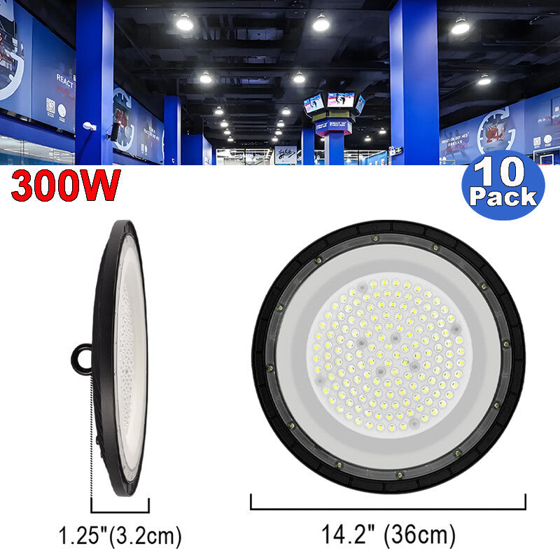 10 Pack 300W UFO Light Industrial Warehouse GYM Garage High Bay Led Shop Lights