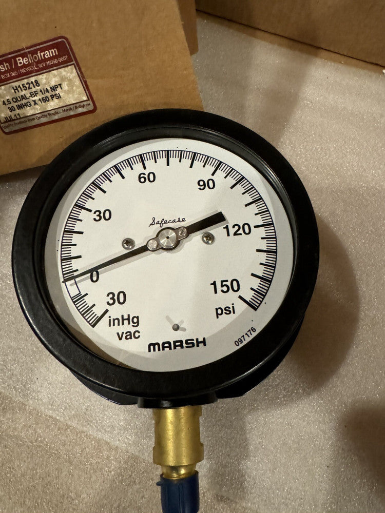 Marsh/Bellofram 4.5 QUAL-BF 1/4NPT 30INHG 150PSI Pressure Vacuum Gauge