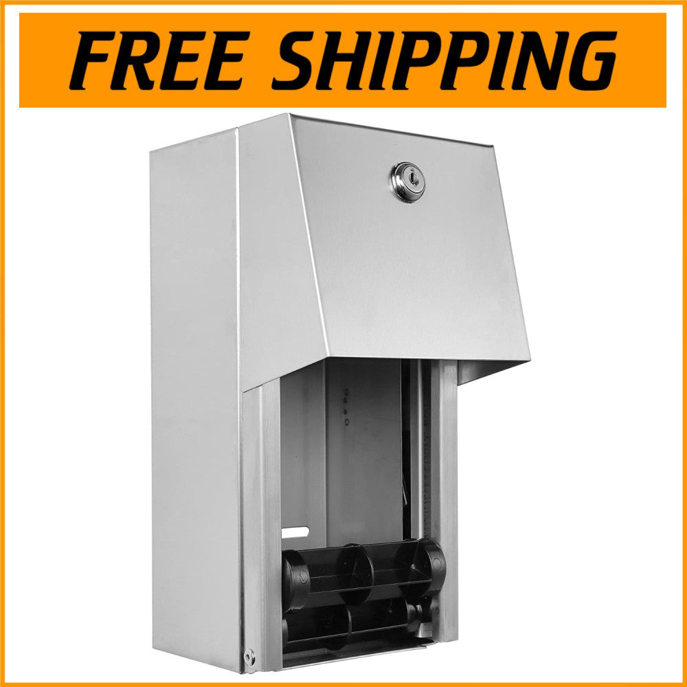 Heavy Duty Lockable Stainless Steel Dual Roll Toilet Paper Dispenser for Comm...