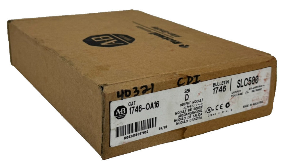 NEW ALLEN BRADLEY 1746-OA16 OUTPUT MODULE SER. D SLC500 1746OA16