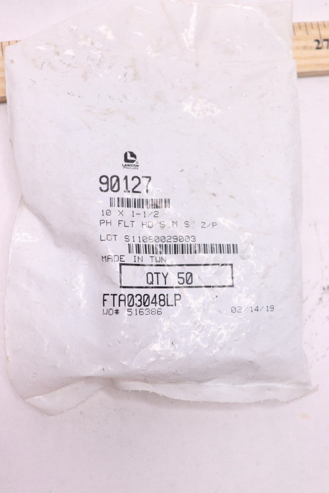 (50-Pk) Lawson Sheet Screw Phillips Flat Head Metal # 10 x 1-1/2" 90127