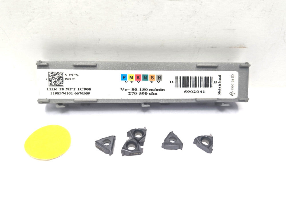 ISCAR*11IR18 NPT IC908 *LAYDOWN THREADING INSERT****LOT OF 5