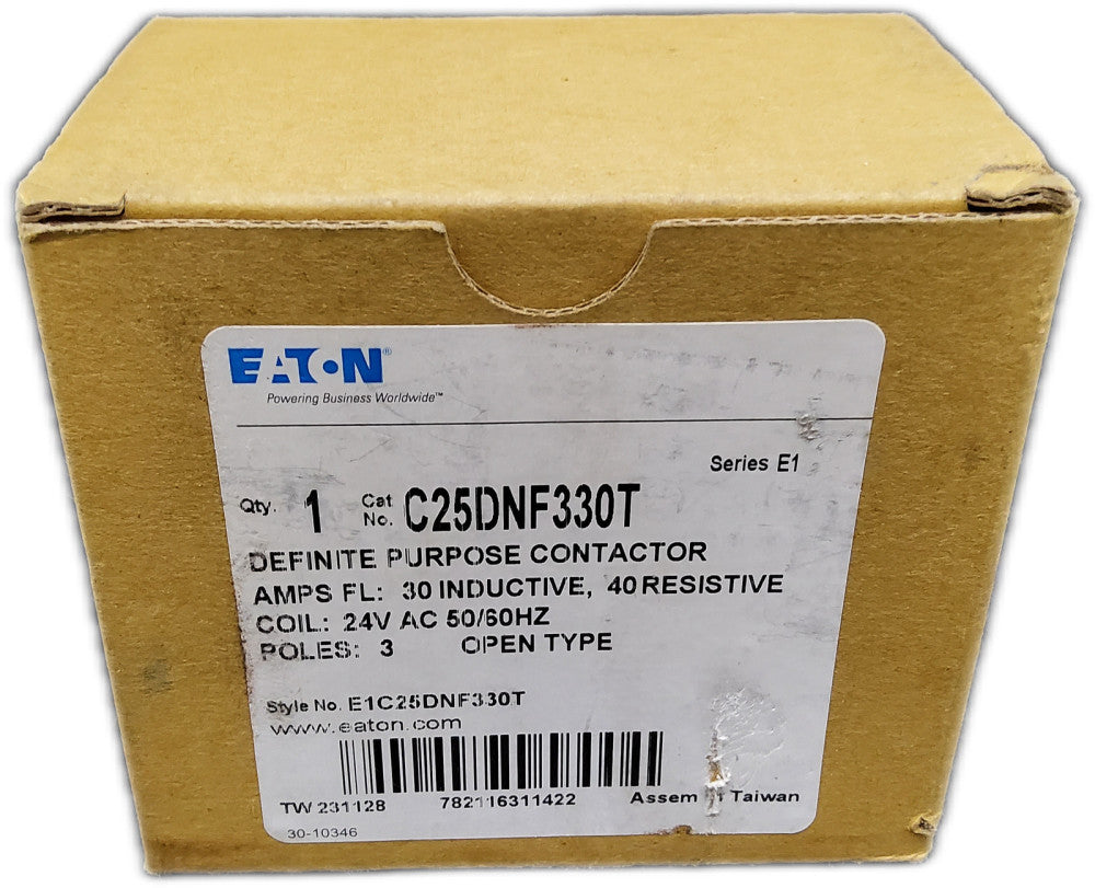 Eaton C25DNF330T 3-Pole 30A Definite Purpose Contactor 208/240V