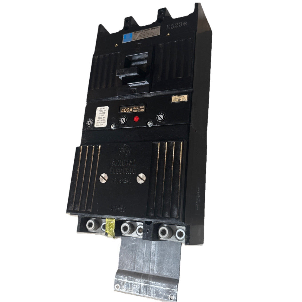 GE General Electric 3 Pole 400 Amp 600V Tri-Break Circuit Breaker TB43F400
