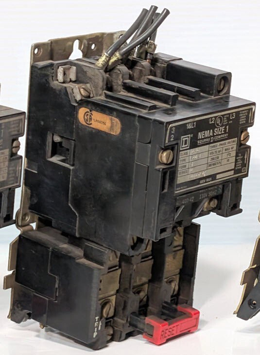 Square D 8536 SCT0-3 Motor Starter, NEMA Size 1, Series A, Form S, 110120V Coil