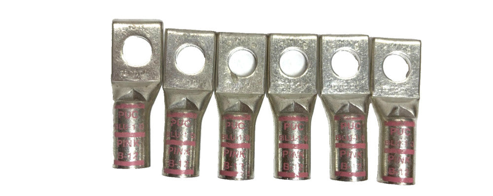 PENN UNION COMPRESSION LUGS BLU-1/0 PINK B-12 STANDARD BARREL COPPER *LOT OF 6*