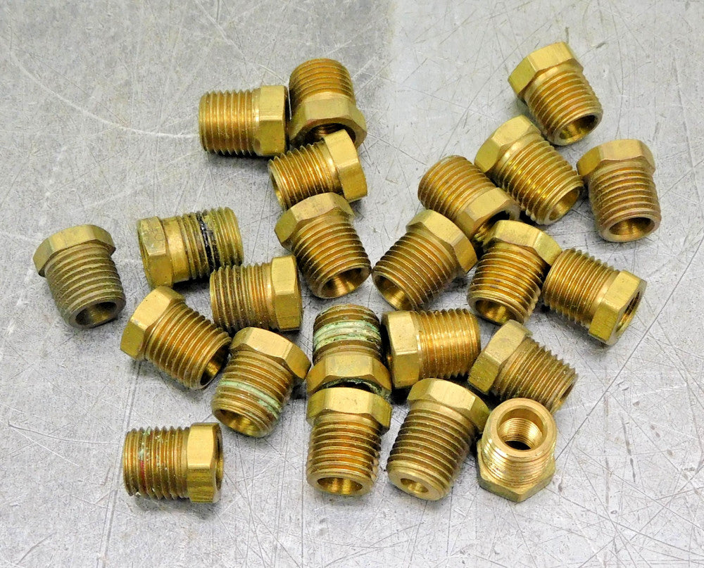 Brass Hex Bushing Reducer 1/8" x 1/4" NPT Female x Male Lot of Twenty-Three (23)